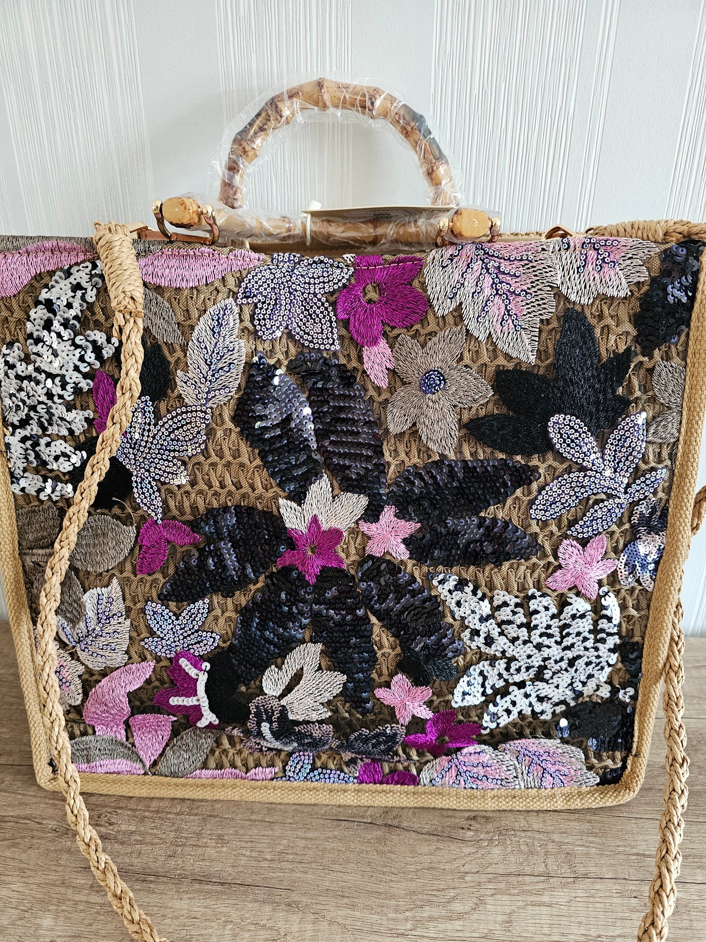 Tasche Pailletten Lila 3