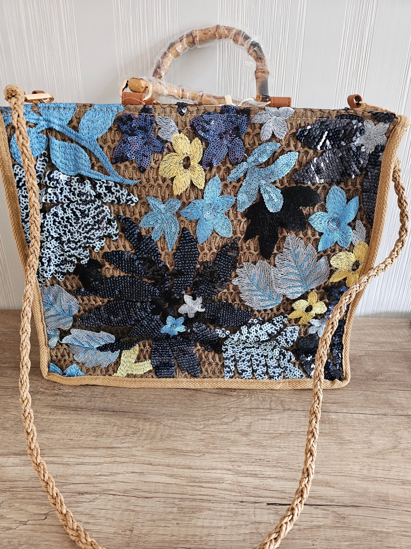 Tasche Pailletten Blau 2