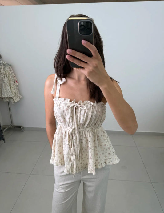 Musselin Top Blumi Rosa