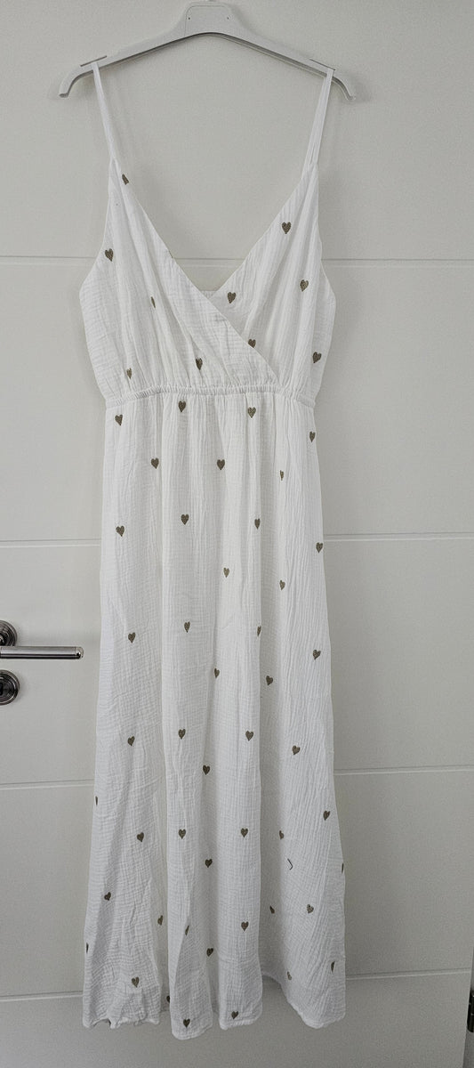 Musselin Maxikleid Herzi weiß