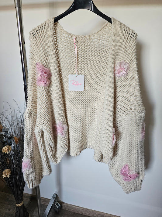 Cardigan Butterfly beige