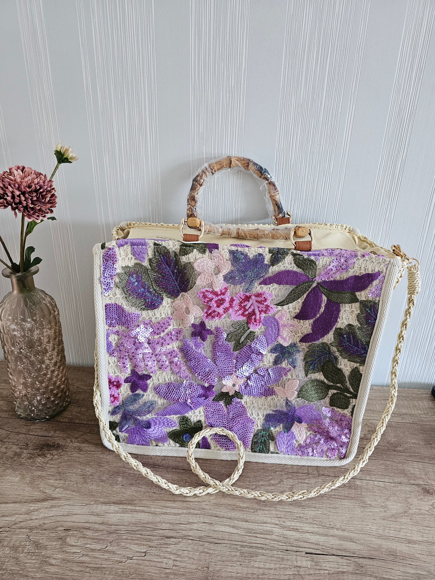 Tasche Pailletten Flieder 1