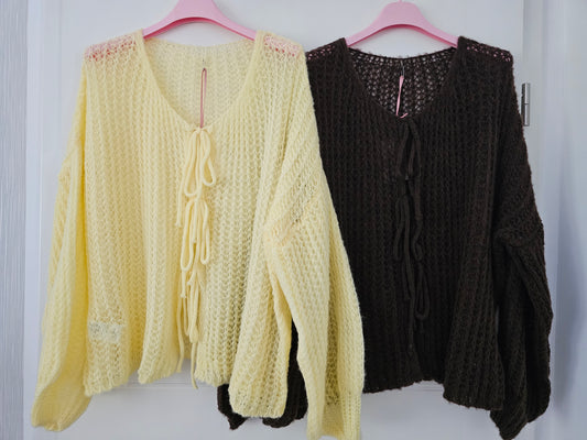 dünner Cardigan mit Schleifen (versch. Farben)