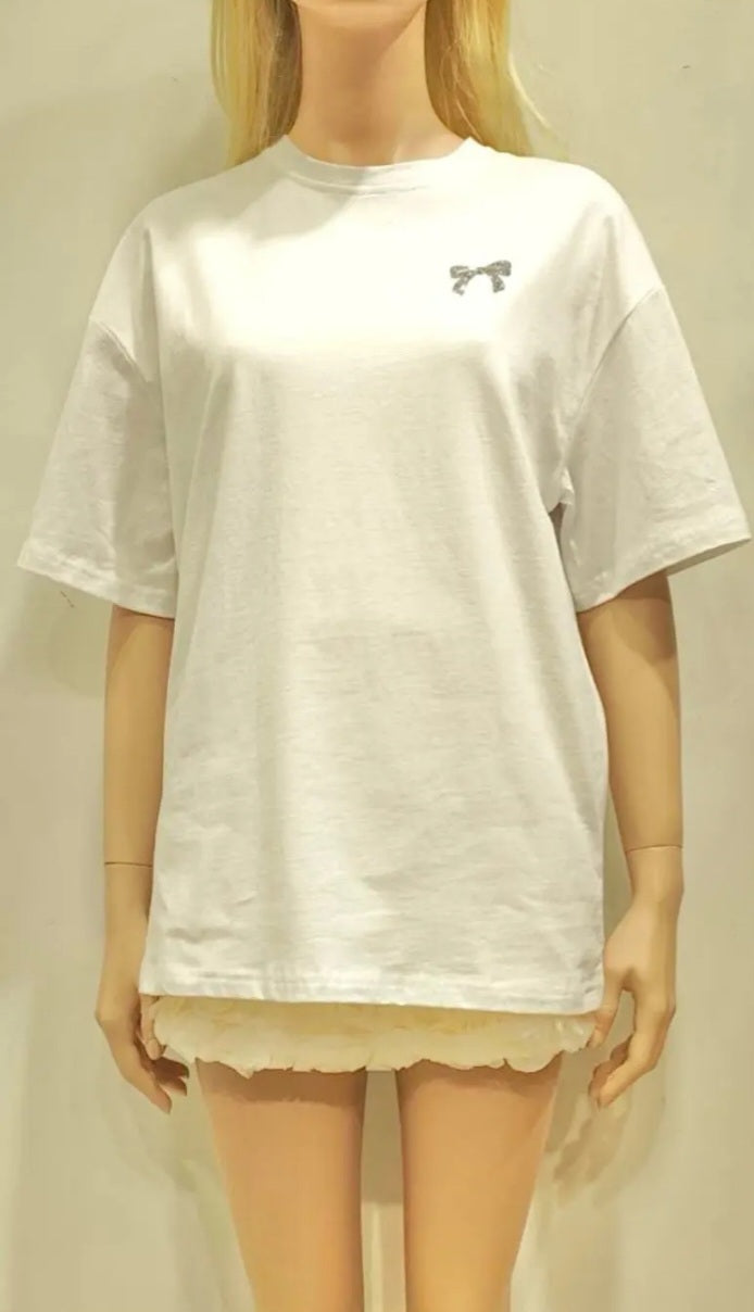 T-Shirt mit Glitzer-Schleife