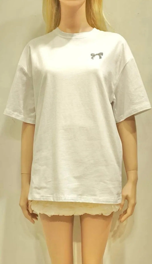 T-Shirt mit Glitzer-Schleife