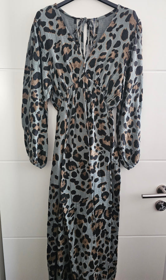 Musselin Maxikleid Leo Khaki