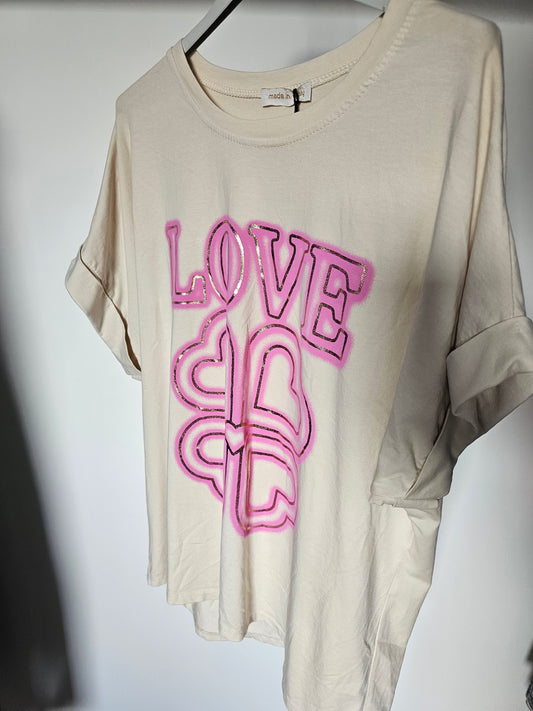 T-Shirt Love Kleeblatt beige