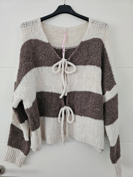 Schleifen Cardigan Milli Braun/Creme