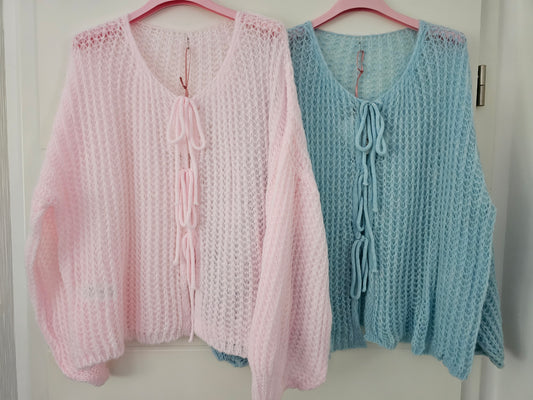 dünner Cardigan mit Schleifen (versch. Farben)
