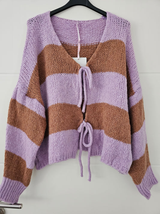 Schleifen Cardigan Milli Lila/Braun