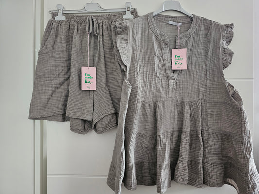 Musselin Set taupe