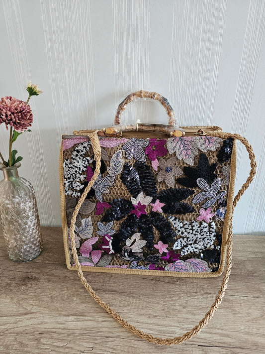Tasche Pailletten Lila 3