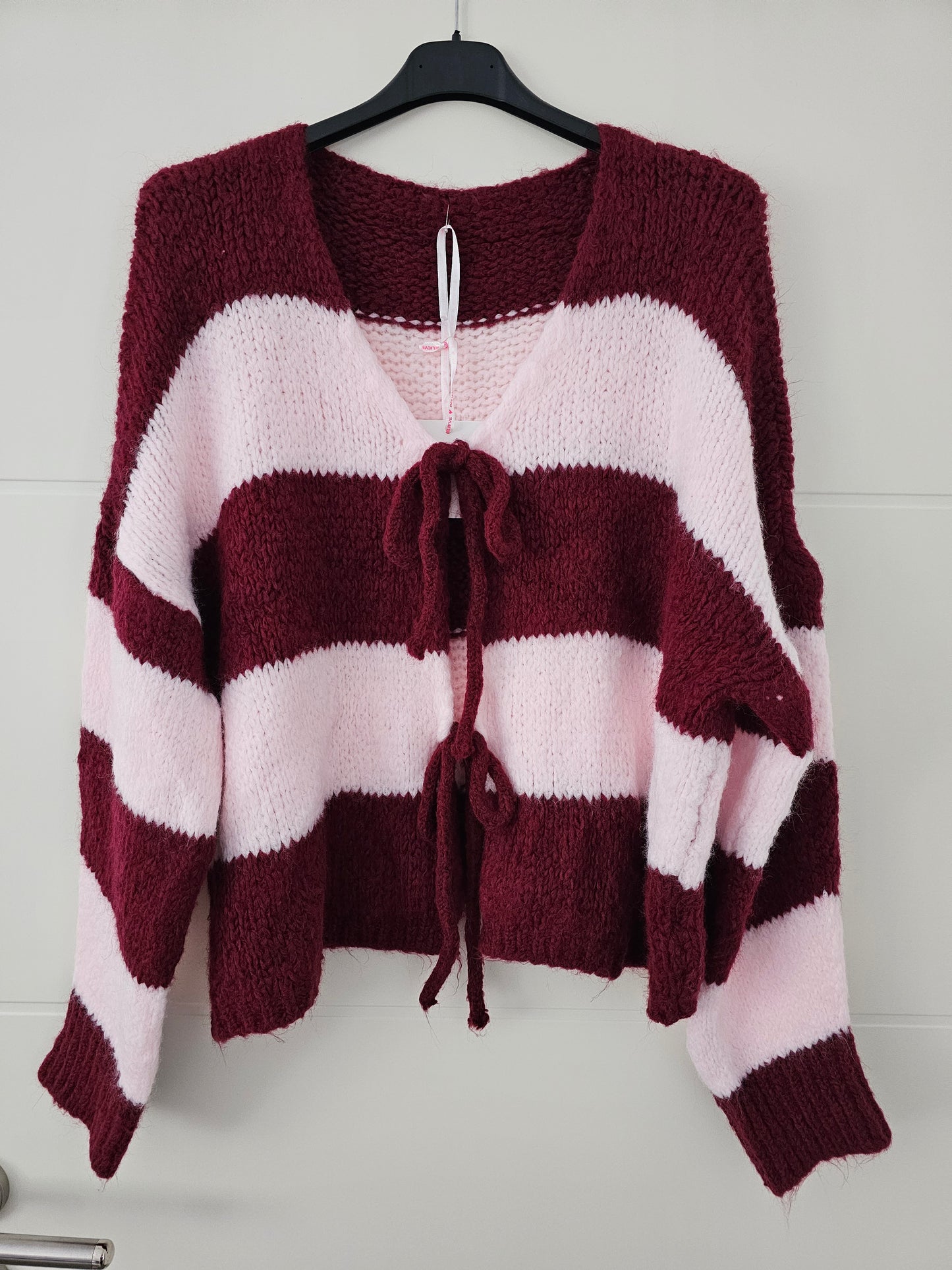 Schleifen Cardigan Milli Bordeaux/Rosa