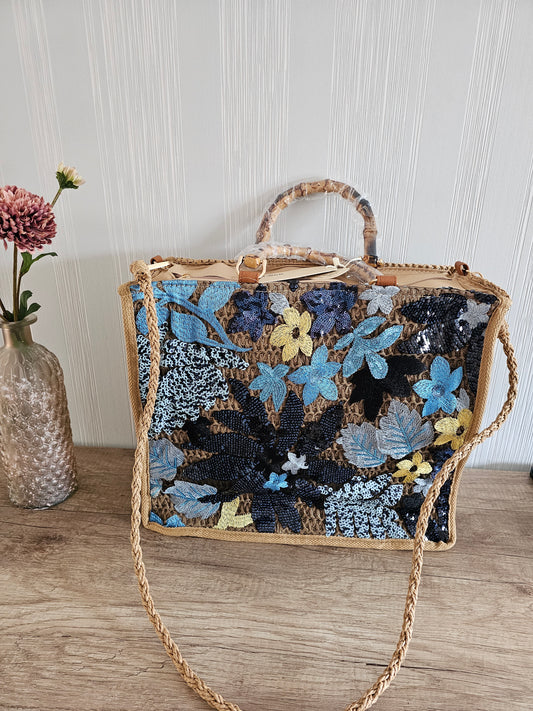 Tasche Pailletten Blau 2